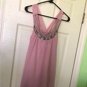 Honey Punch Adorable Pink & Silver Beaded Dress! Small (S) Chiffon Dress